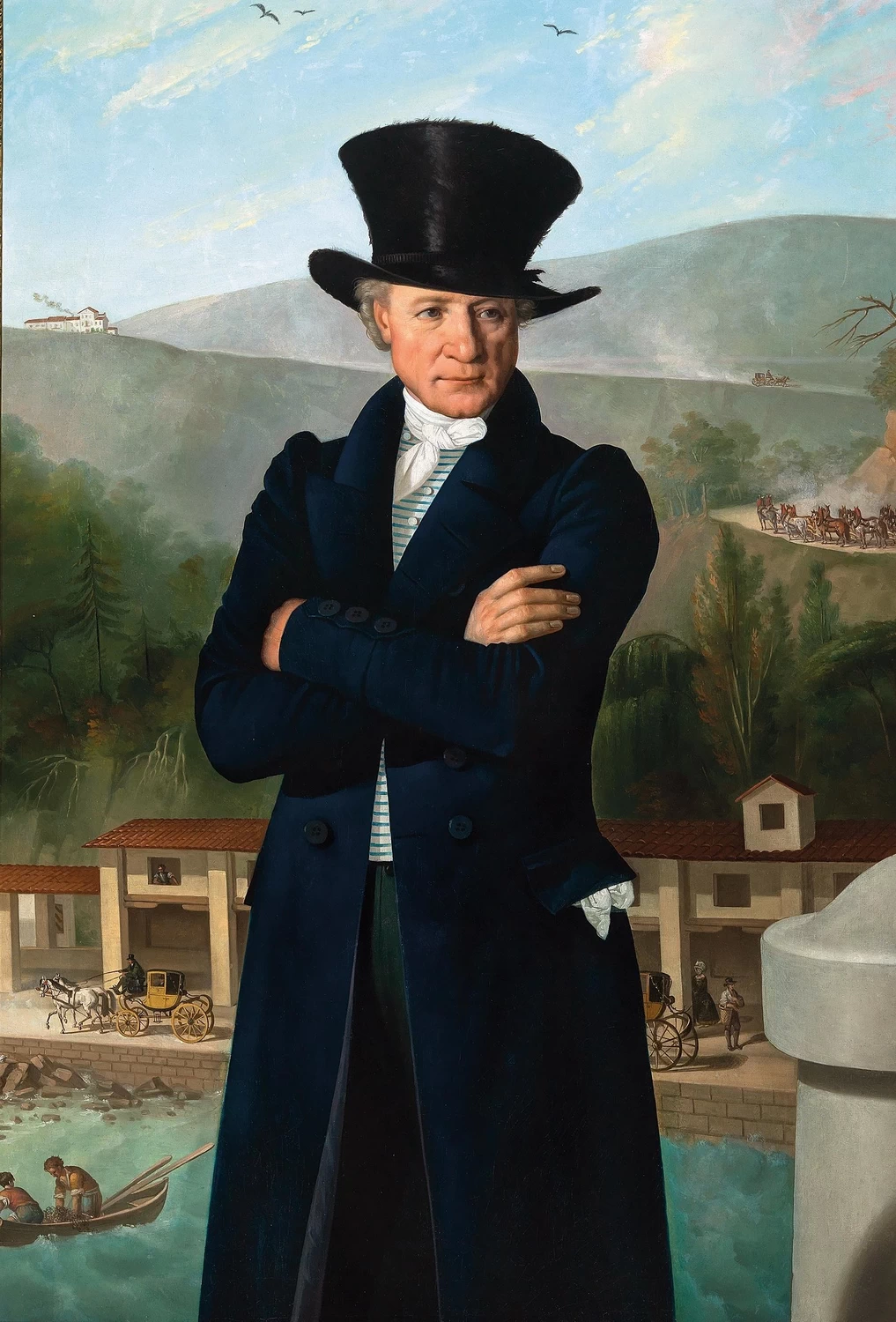 Ritratto dell'agente marittimo Paolo Preinitsch nel porto di Trieste